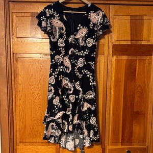 Fit and Flare Black Paisley Dress